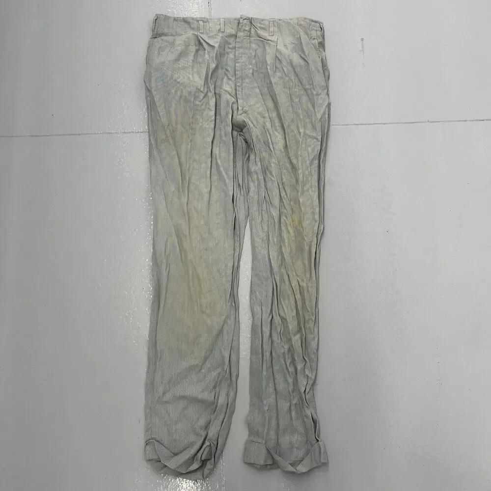 Vintage 50s Hubbard Blue/White Striped Rayon Pants 36x31